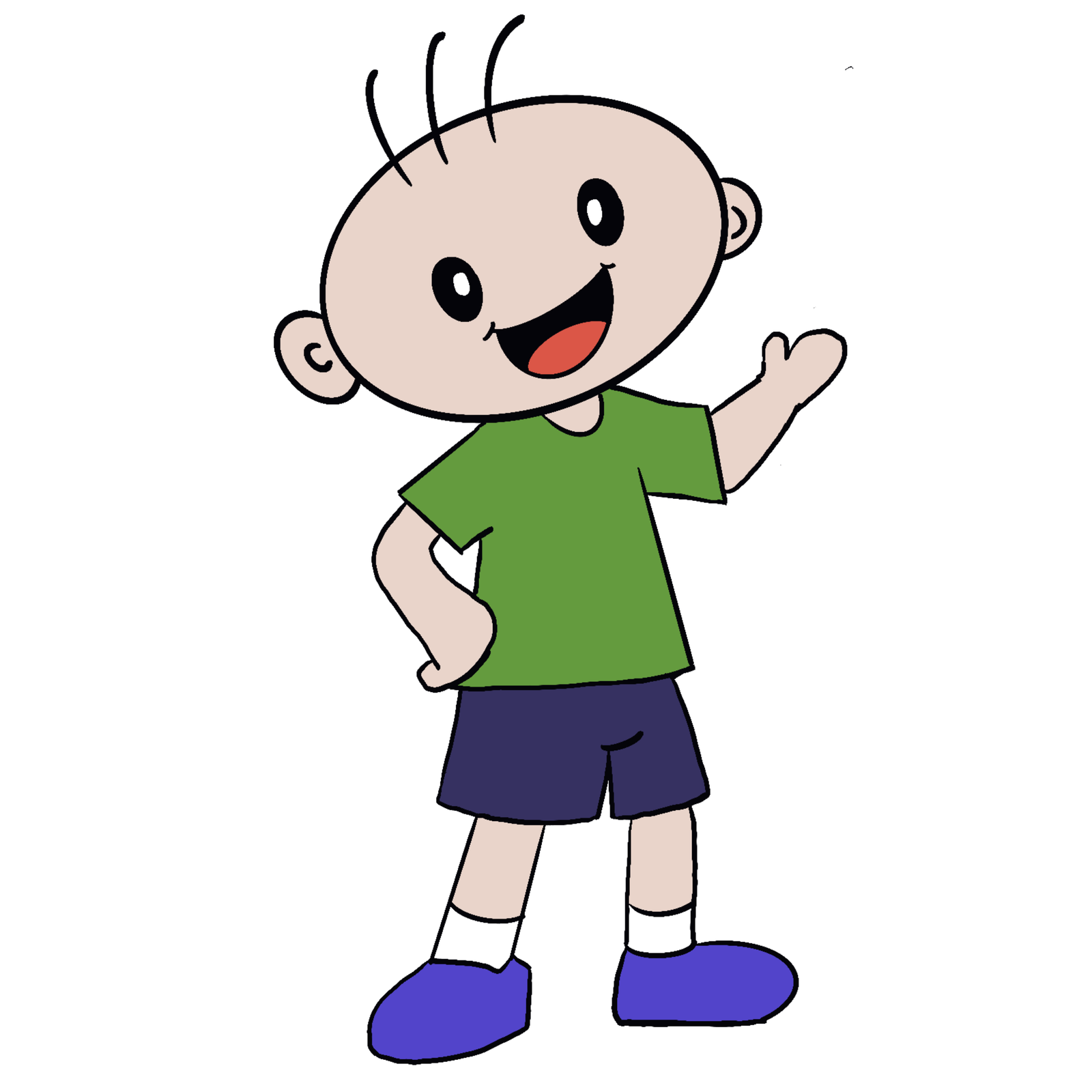 Question boy waving from the book Why Do People Fart?